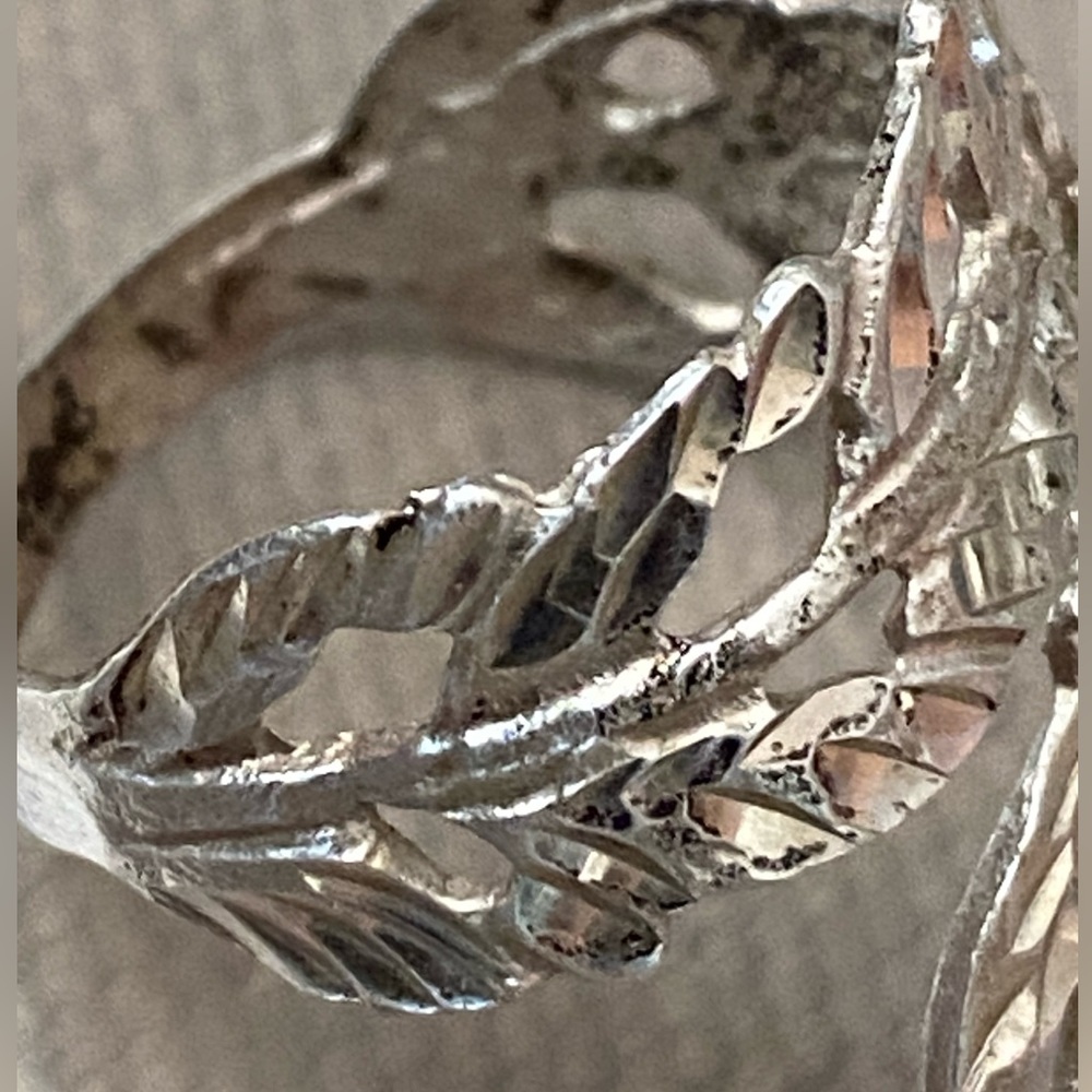 Sterling Silver Feather Bypass Ring 7 - Picture 5 of 11